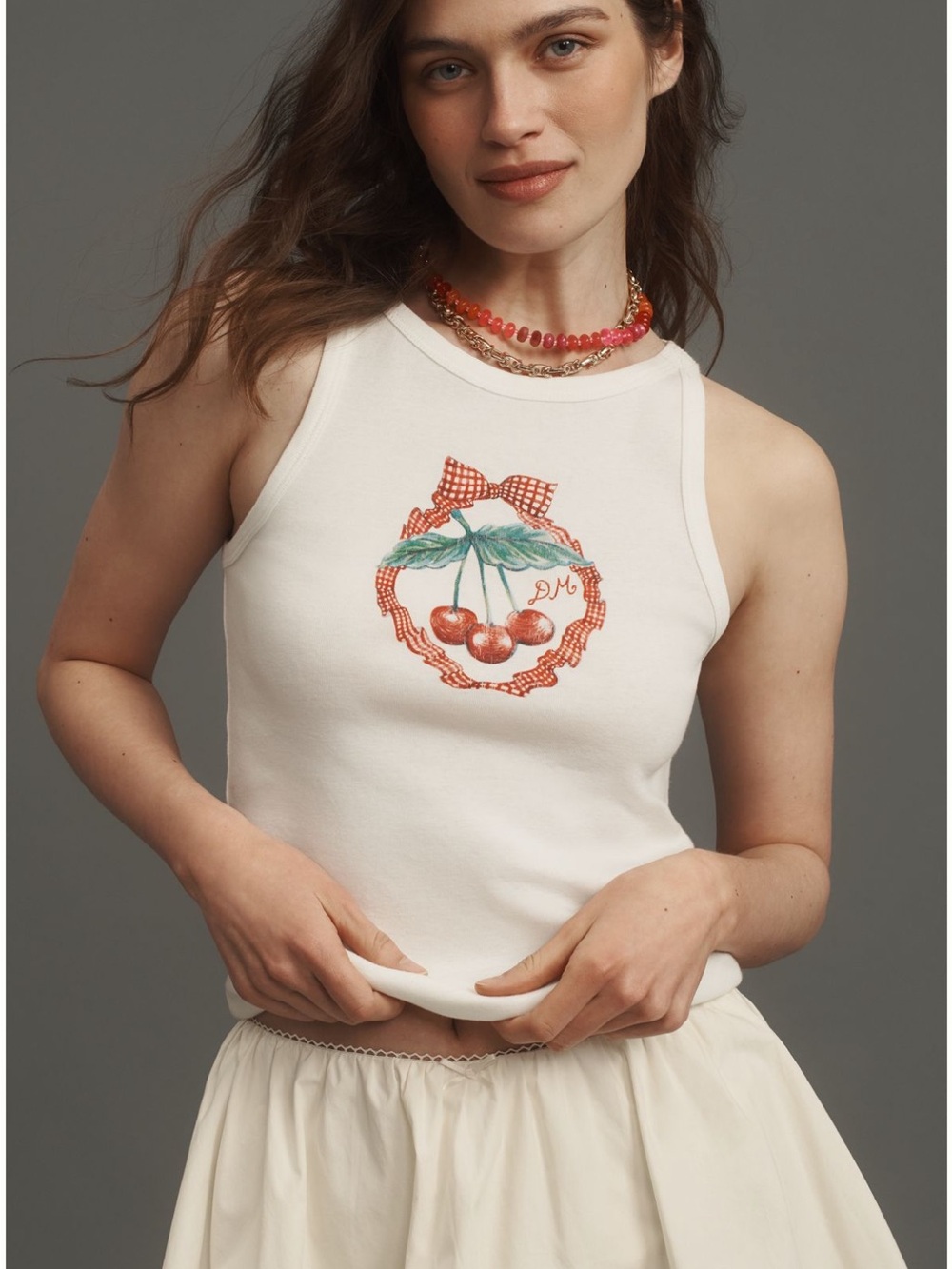 Damsen madder x Anthropologie cherry pie graphic tank top